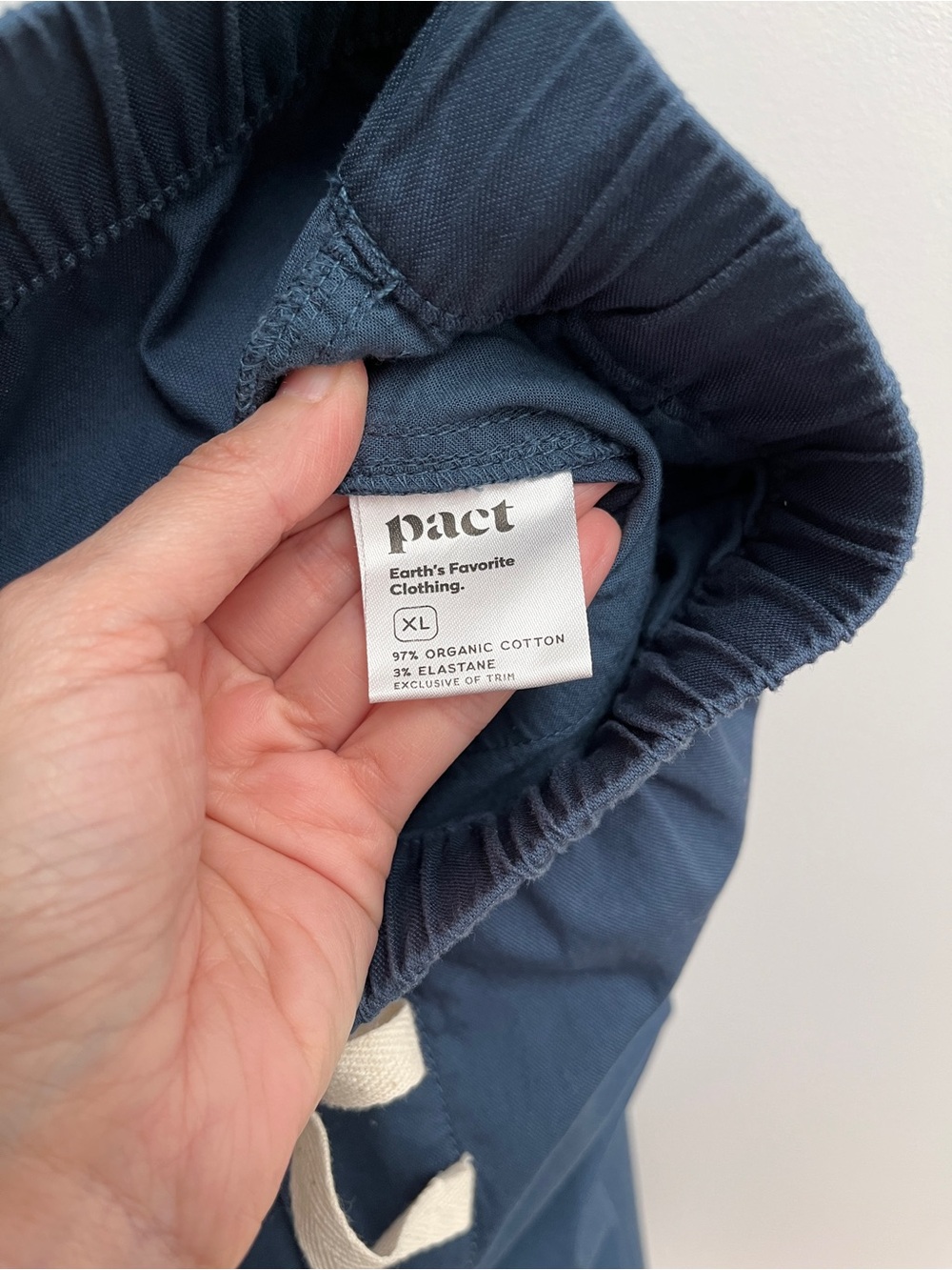 Pact organic cotton daily twill pant XL french navy drawstring pockets stretch - Picture 6 of 12